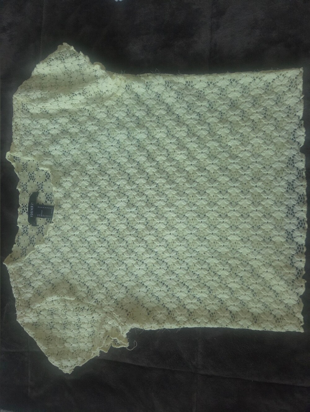 Forever 21 Cream Crochet Lace Short Sleeve Camisole